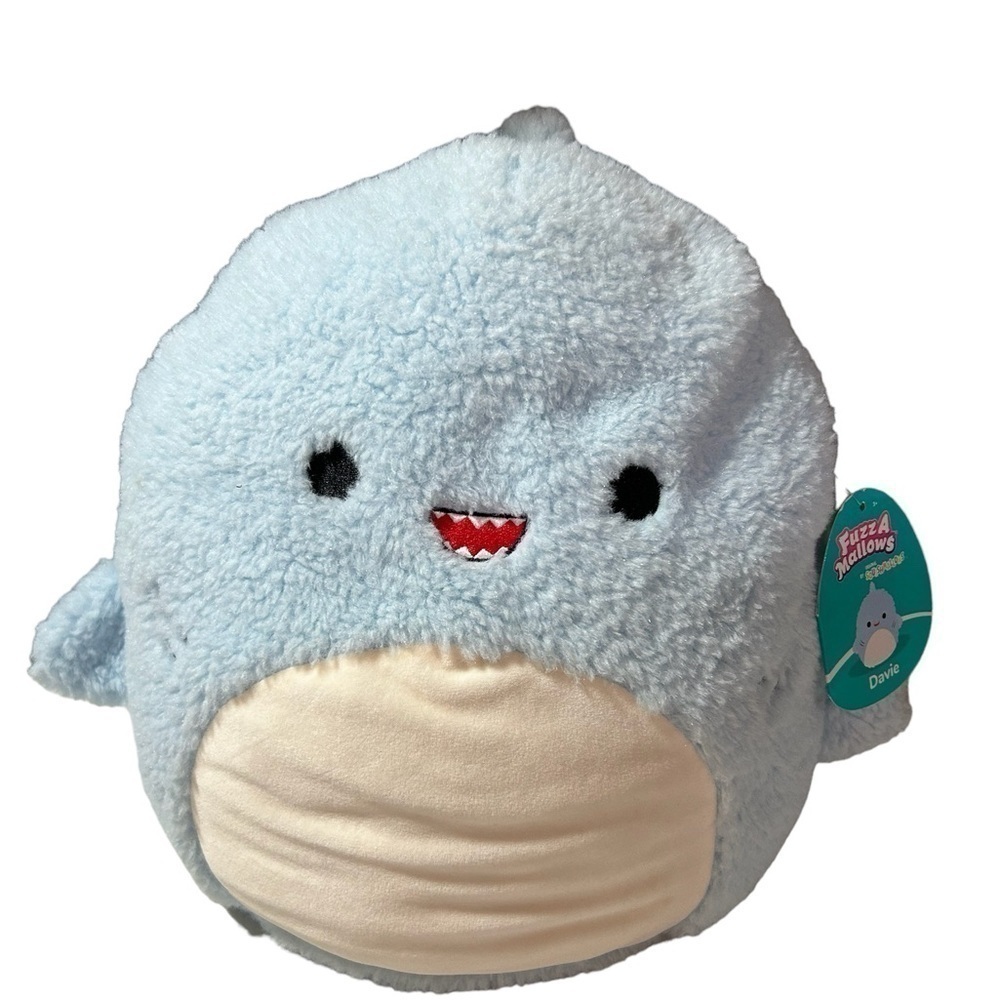 New Squishmallow 12" Davie Shark FuzzAMallow Soft Sky Blue Sea Plush BNWT